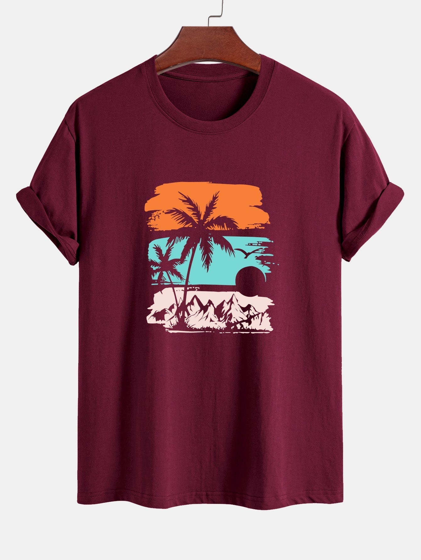 Camilo® | Palm Tree Silhouette Print Cotton T-Shirt