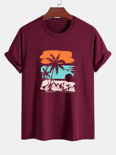 Camilo® | Palm Tree Silhouette Print Cotton T-Shirt