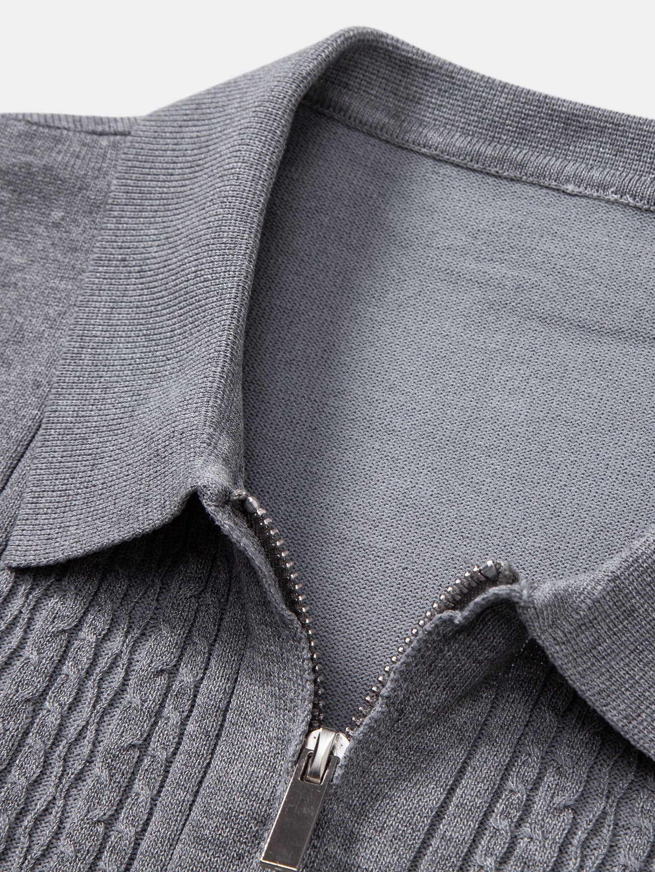 Elijah | Twist Jacquard Knitted Zipper Polo Shirt