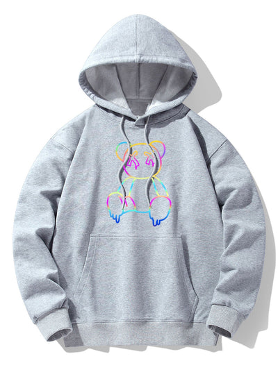 Xavier | Gradient Dissolving Bear Print Drop Shoulder Relaxed Hoodie