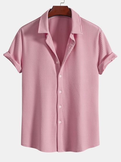 Adalberto® | Muscle Fit Ribbed Button Up Shirt