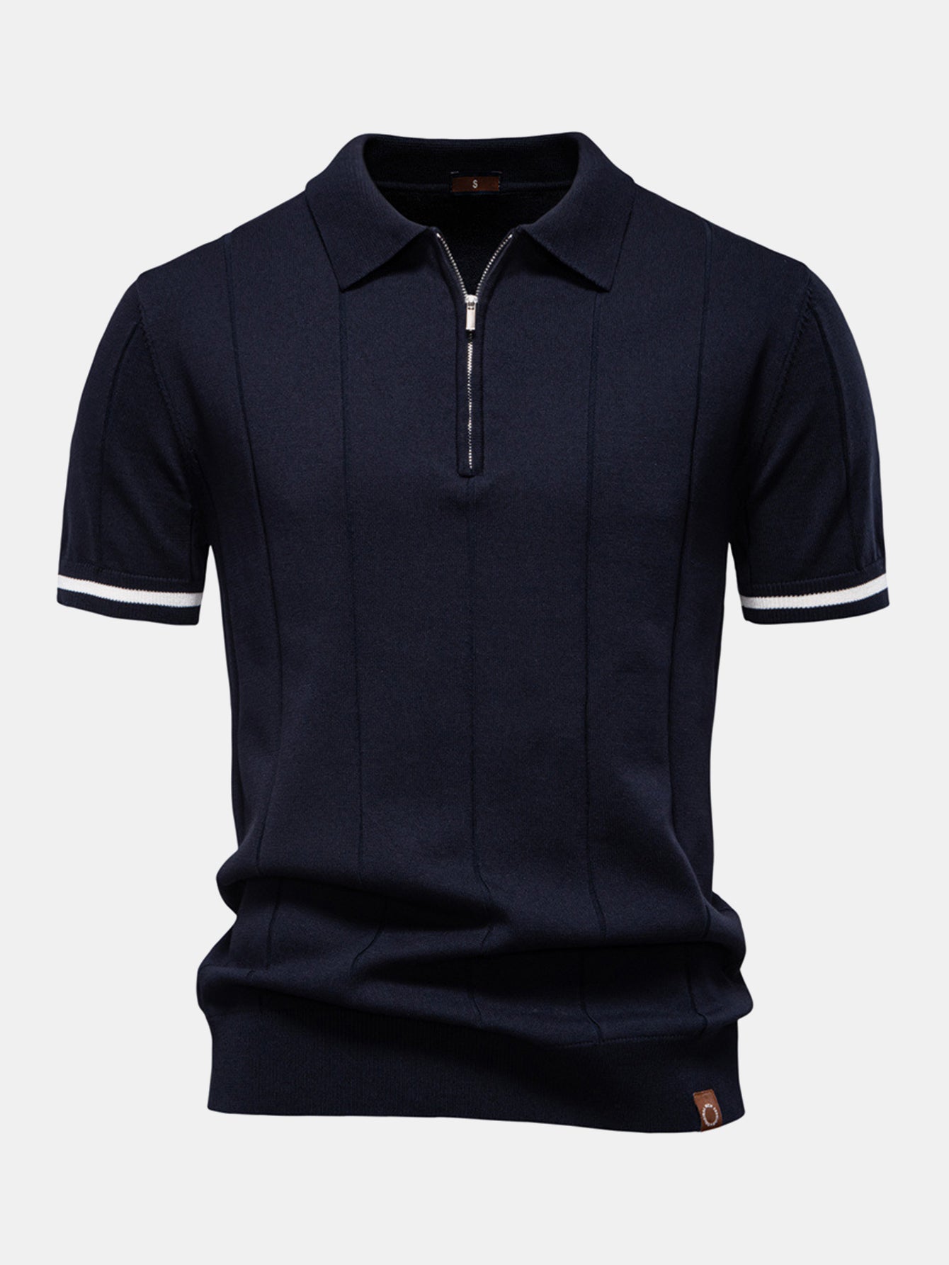 Grayson | Contrast Trim Zipper Knit Polo Shirt