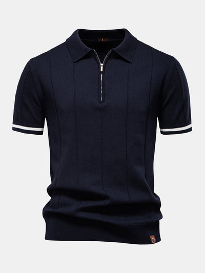 Grayson | Contrast Trim Zipper Knit Polo Shirt