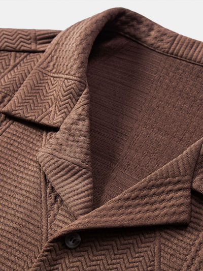 Luciano® | Short Sleeve Cuban Shirt With Geometric Texture