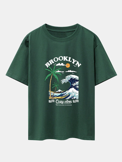 Alair® | Beach Waves Print Drop Shoulder Oversize T-Shirt