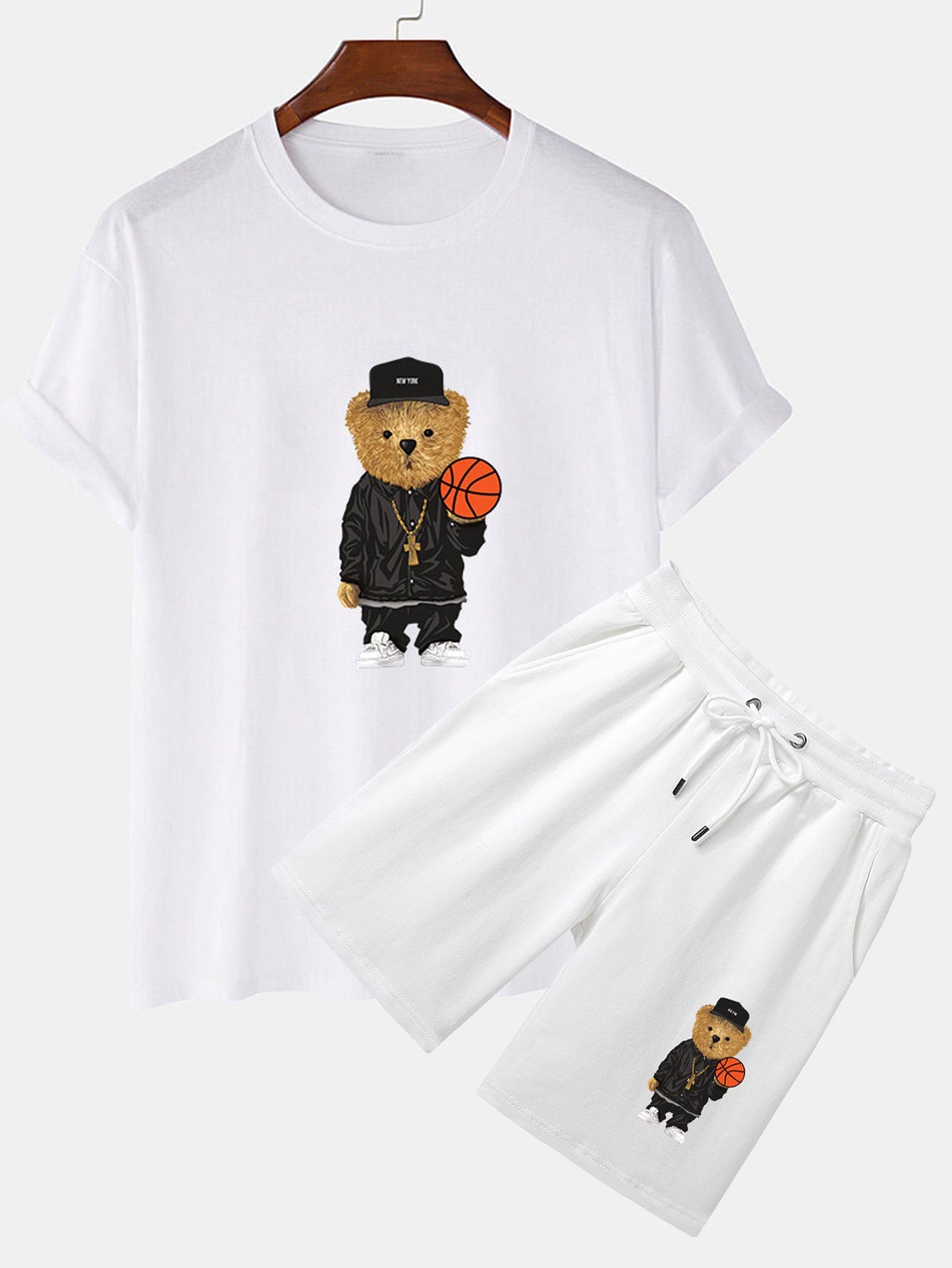 Sergio® | Basketball Bear Print T-Shirt & Shorts