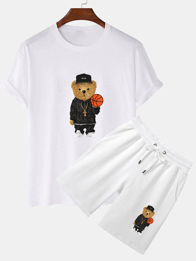 Sergio® | Basketball Bear Print T-Shirt & Shorts