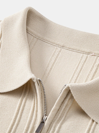 Hunter | Stripe Jacquard Zipper Knit Polo Shirt