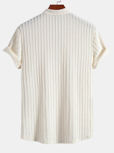 Akira® | Muscle Fit Stand Collar Knitted Ribbed Shirt