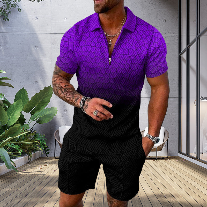 Dougal® | Casual Printed Polo Suit For Men