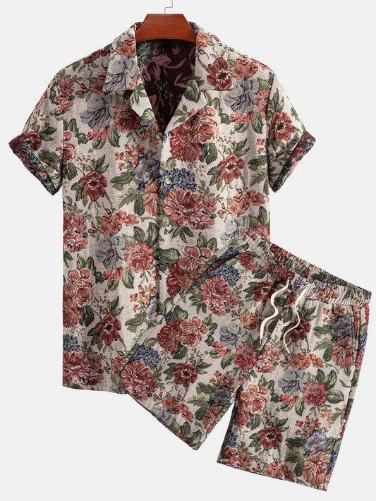 Addison® | Floral Jacquard Cuban Shirt & Shorts