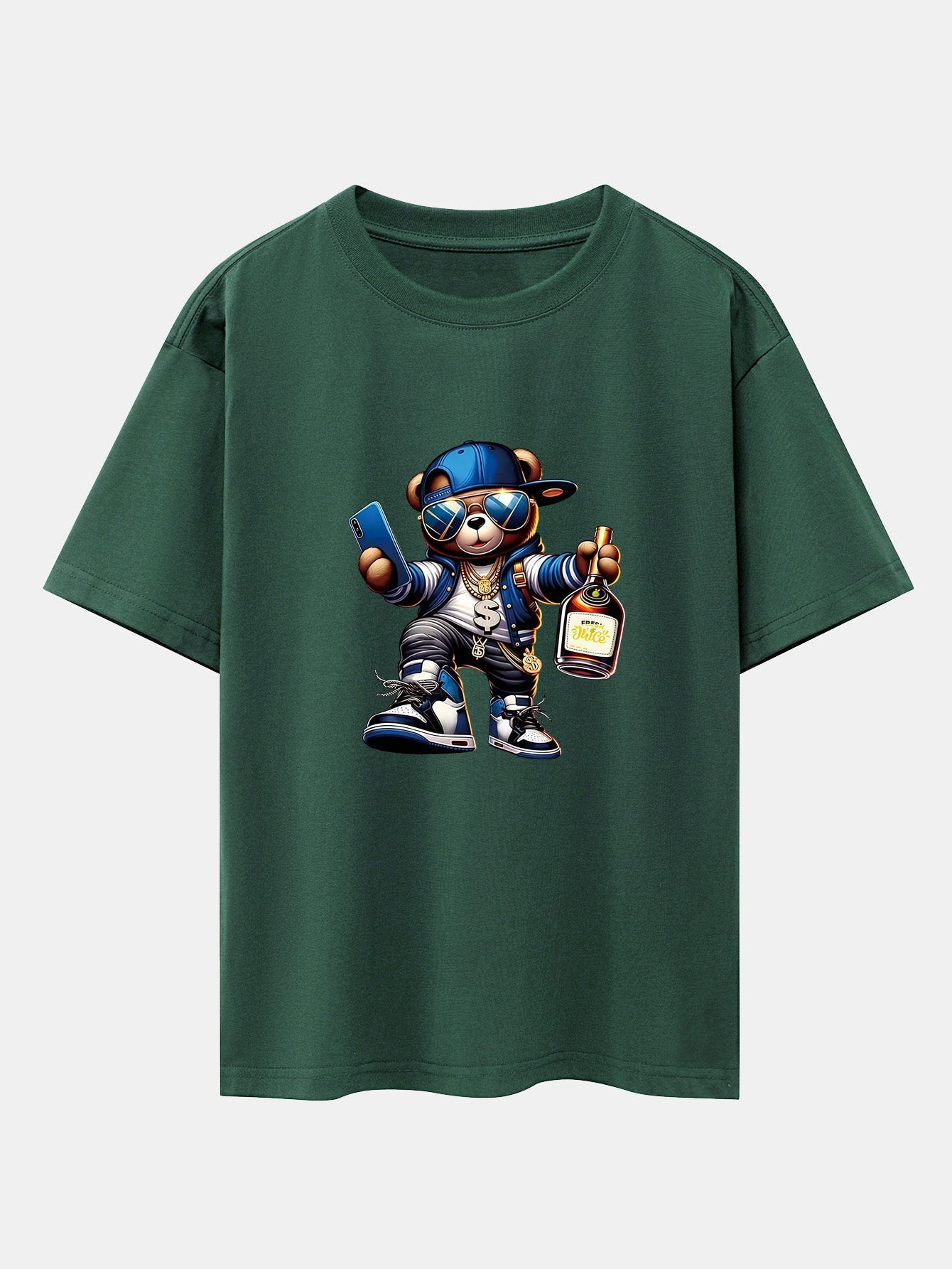 Melquíades® | Hip Hop Bear Print Drop Shoulder Oversize T-Shirt