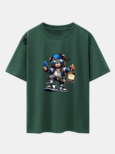 Melquíades® | Hip Hop Bear Print Drop Shoulder Oversize T-Shirt