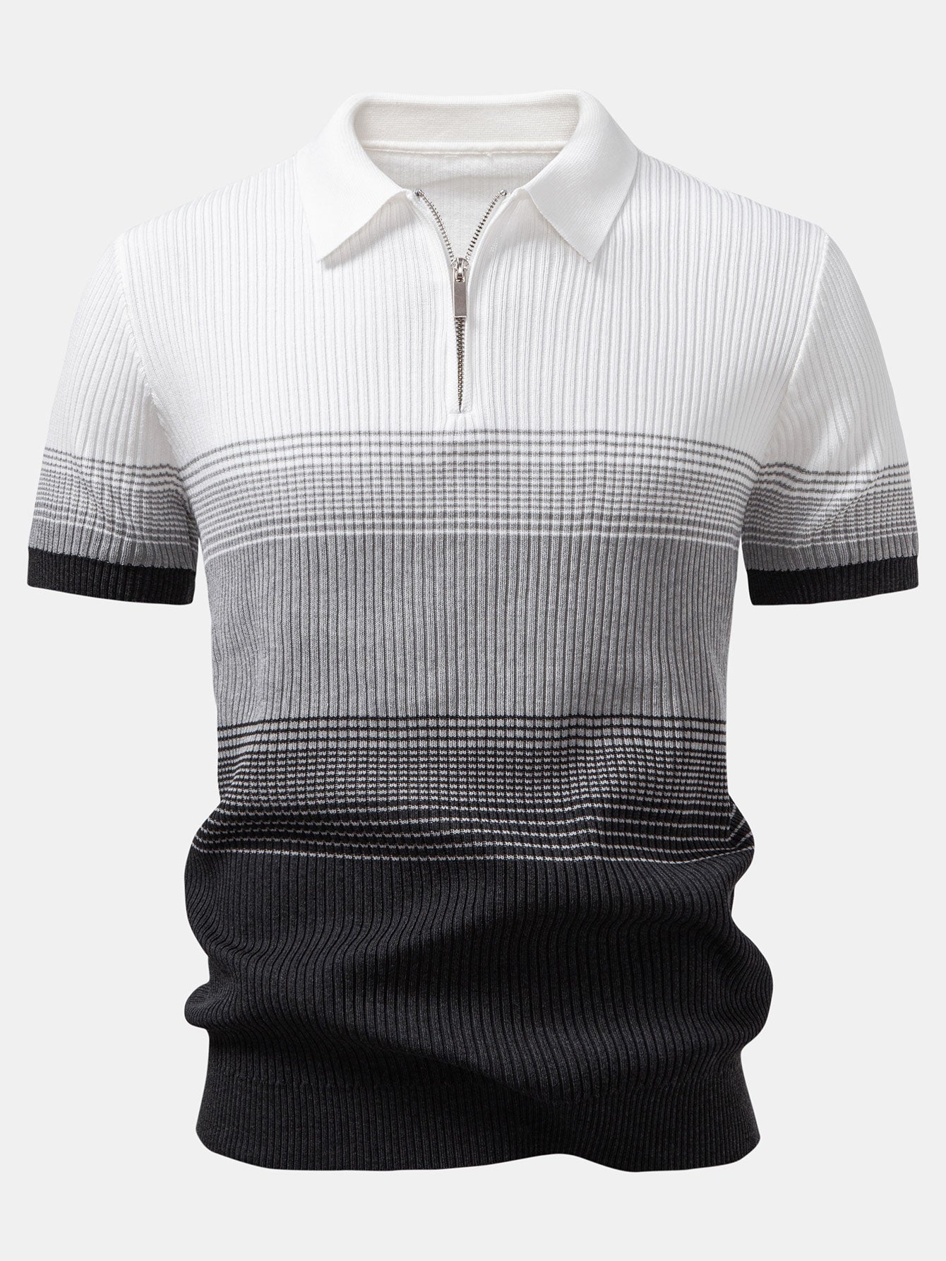 Samuel | Striped Gradient Knitted Polo Shirt