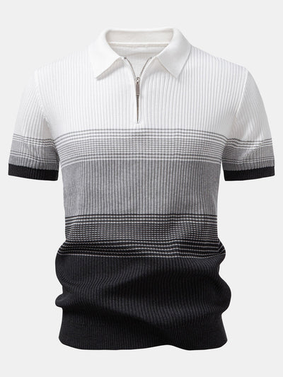Samuel | Striped Gradient Knitted Polo Shirt