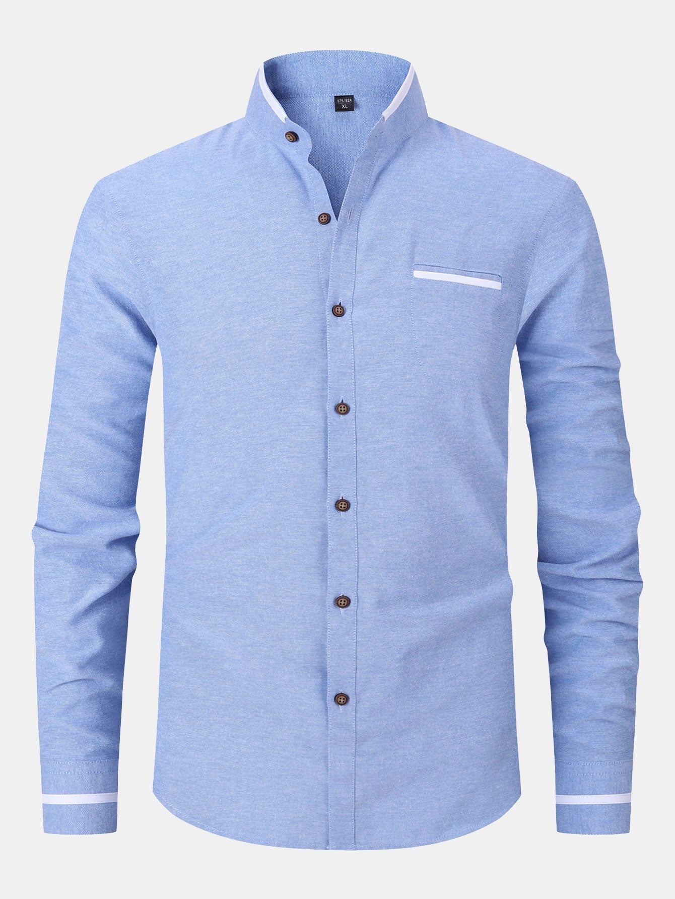 Gabino® | Long Sleeve Contrast Stand Collar Oxford Shirt