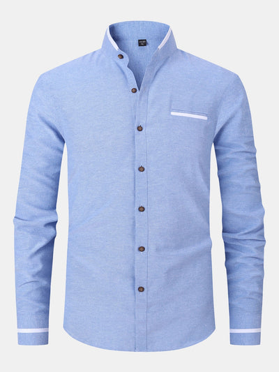 Gabino® | Long Sleeve Contrast Stand Collar Oxford Shirt