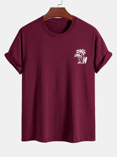 Darío® | Palm Tree Surfboard Print Cotton T-Shirt