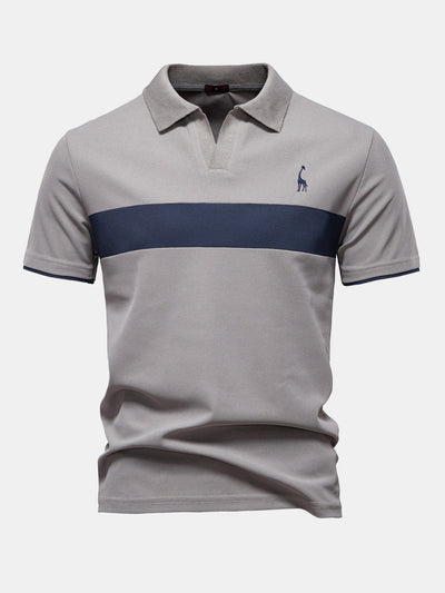 Miles | Contrast Pique V Neck Polo Shirt