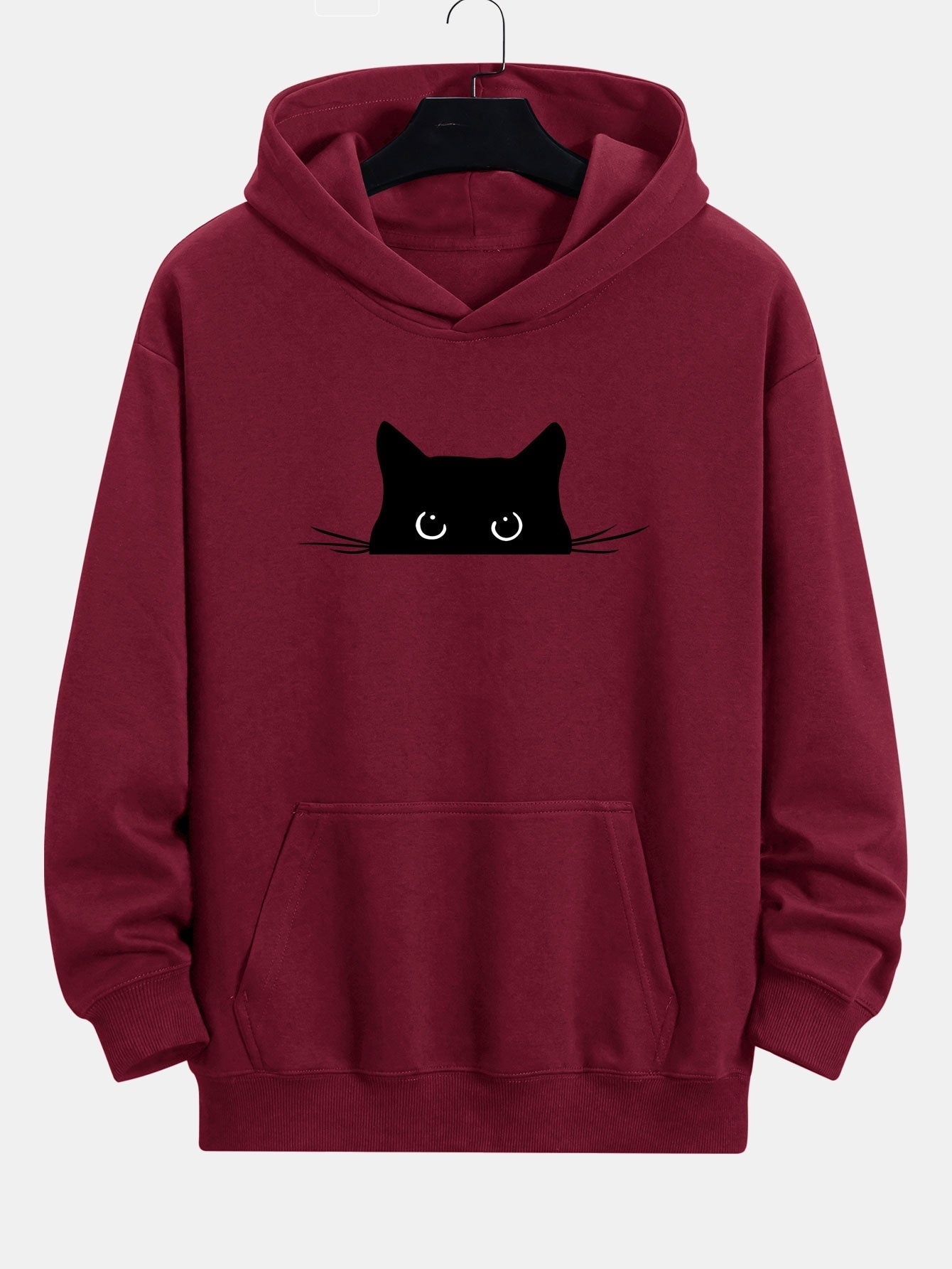 Fausto® | Black Cat Print Relax Fit Hoodie