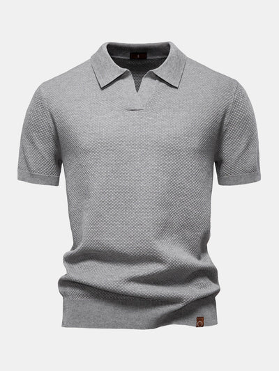 Lincoln | Pineapple Texture Knit V Neck Polo