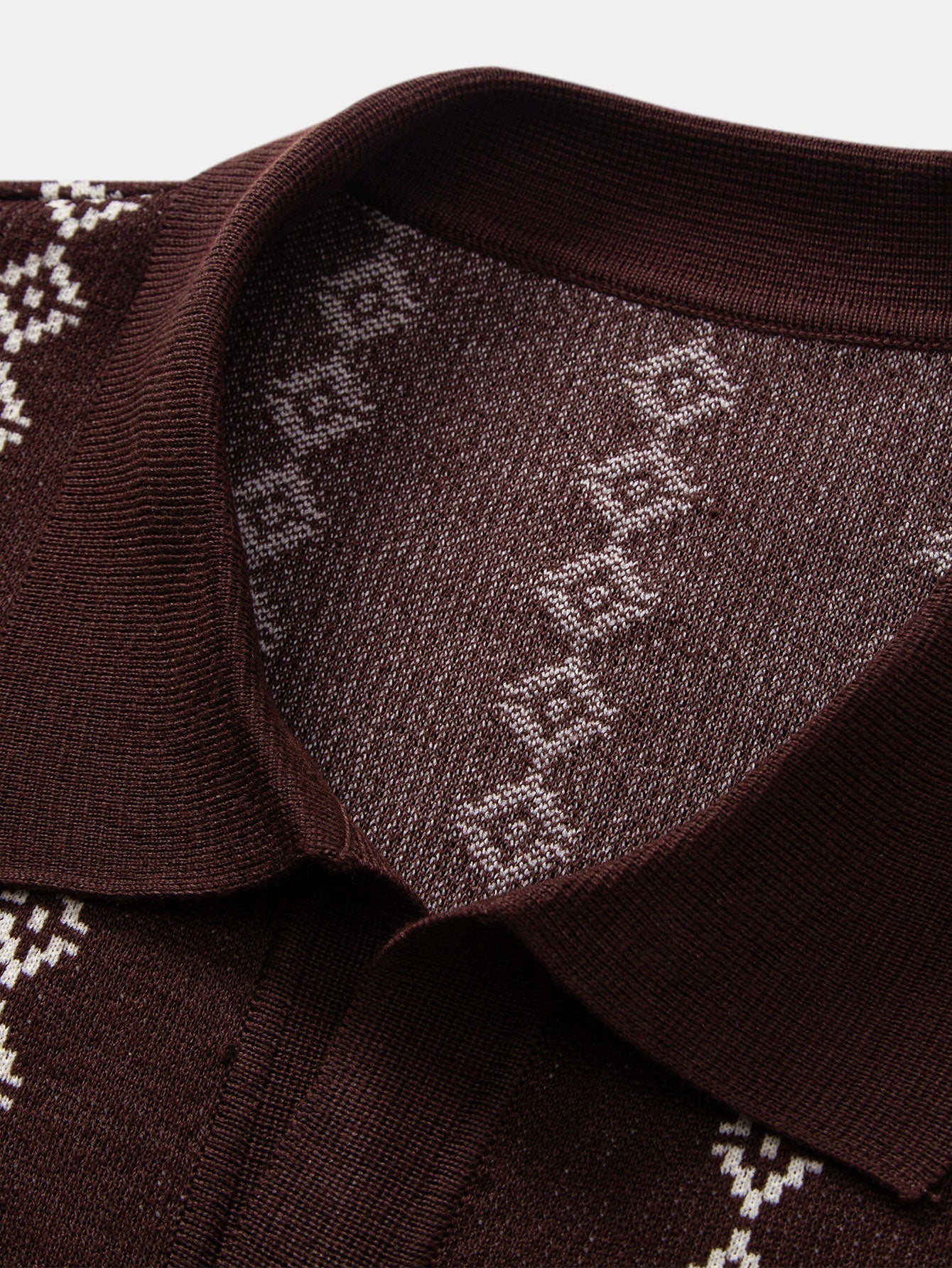 hola Geometric Knit V-Neck Polo Shirt