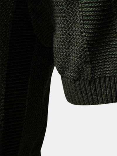 Dominic | Stripe Hollow Knit V Neck Polo Shirt