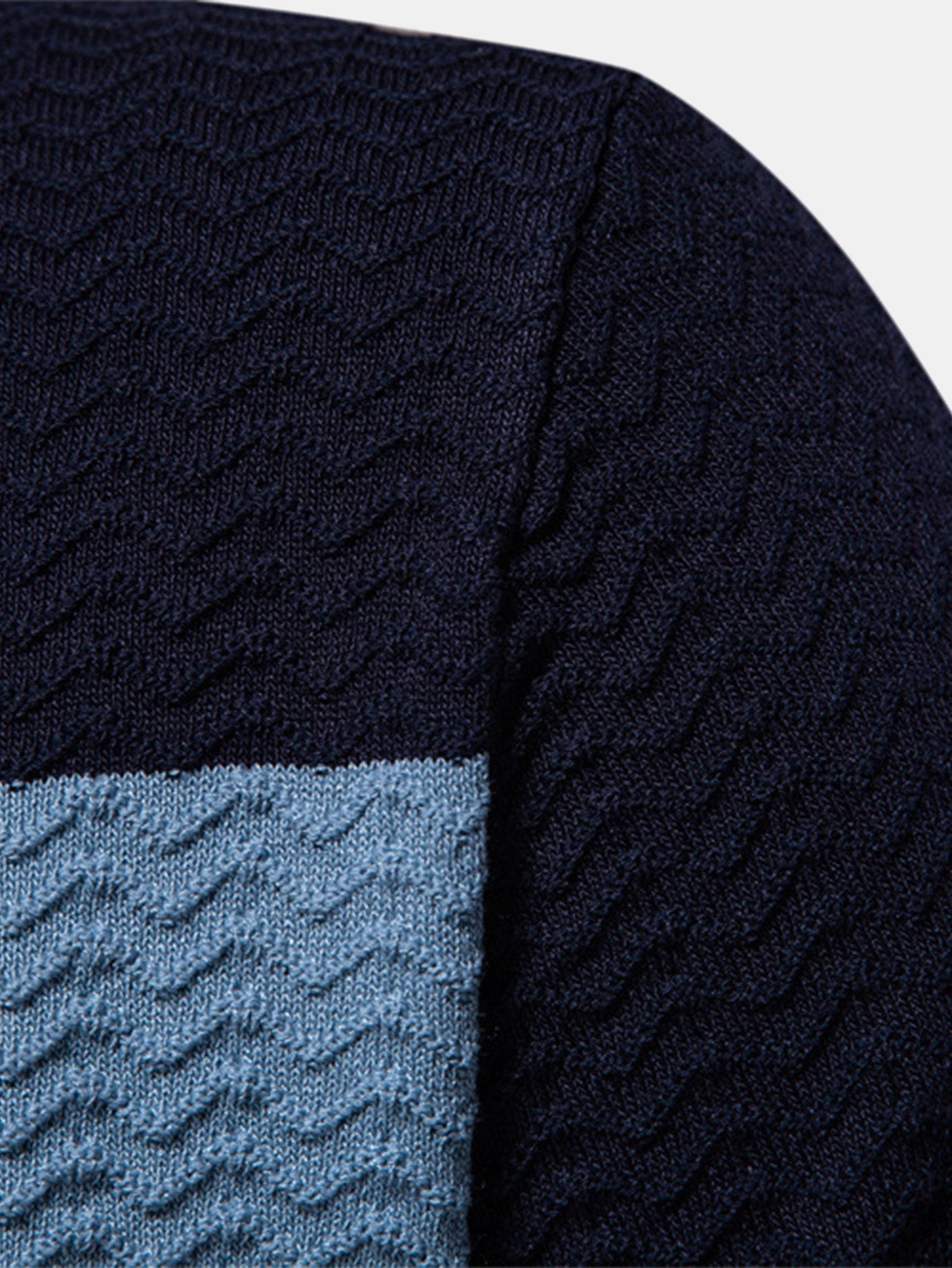 Cameron | Contrast Textured Jacquard Knit Zip Up Polo Shirt