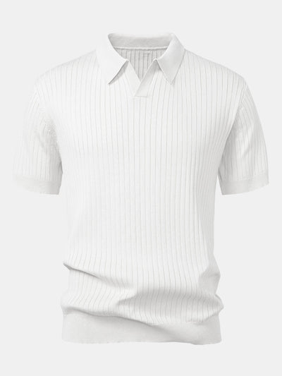 Connor | Stripe V Neck Knit Polo Shirt