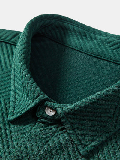 Eleuterio® | Stripe Jacquard Button Up Shirt & Shorts