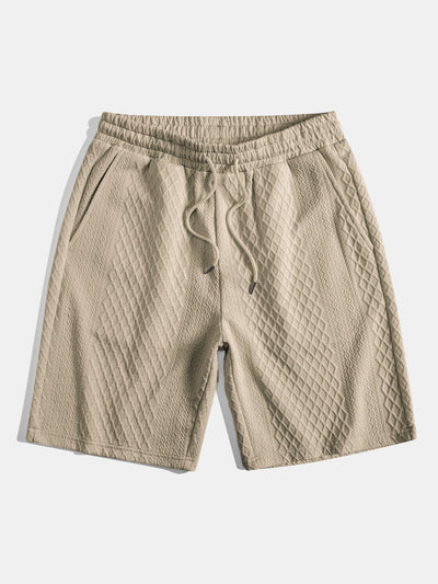 Adelin® | 3 Pieces Diamond Geometric Jacquard Drawstring Shorts