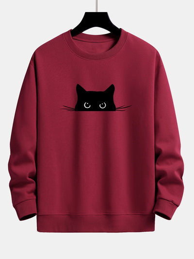 Federico® | Black Cat Print Relax Fit Sweatshirt