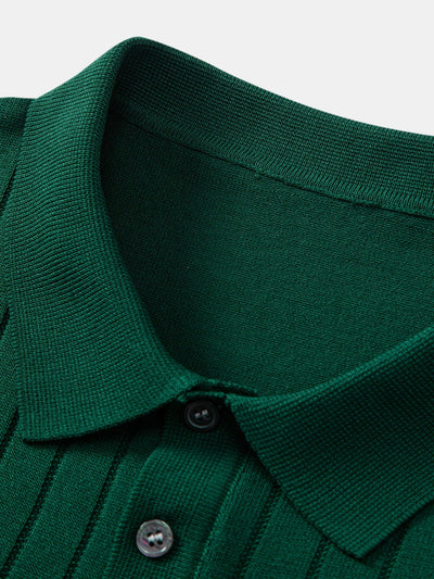 Landon | Stripe Knit Polo Shirt