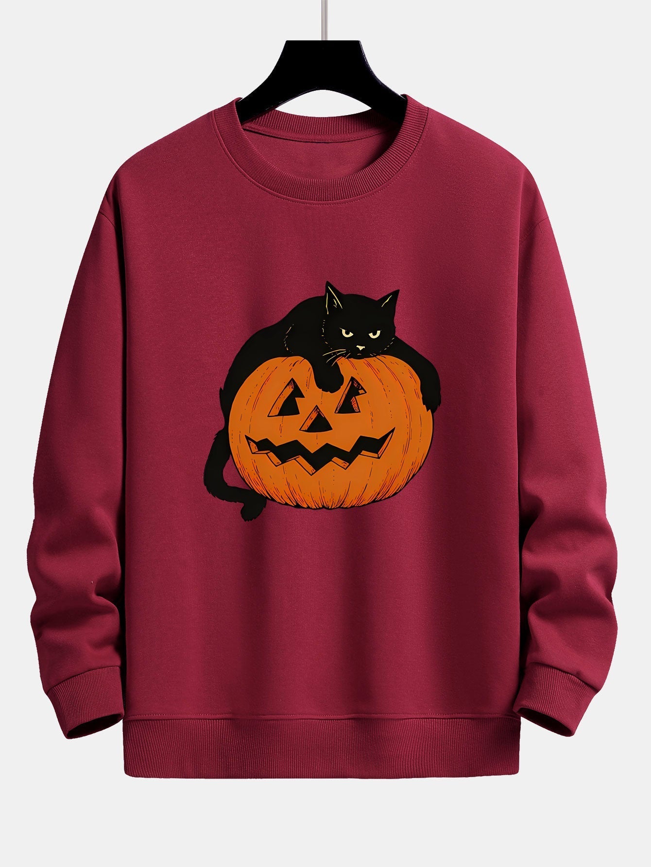 Belisario® | Pumpkin Black Cat Print Relax Fit Sweatshirt