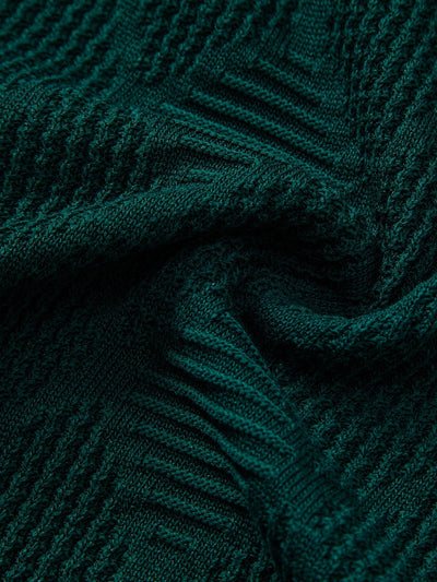 Aiden | Rhombus Textured Zip Up Knitted Polo Shirt