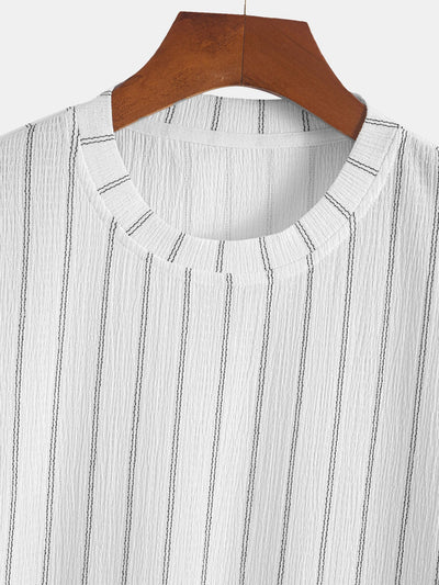 Cipriano® | Stripe Textured Arc Hem T-Shirt