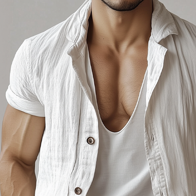 Carlos | Men'S Casual Basic Cotton Solid Color Short-Sleeved Shirt