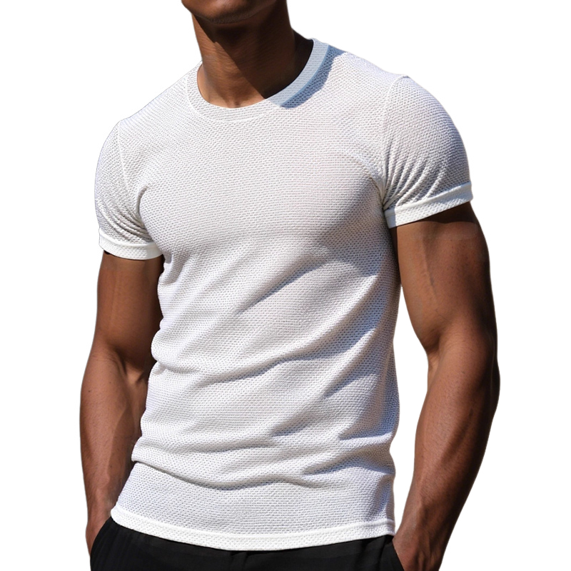 Antonio | Men'S Solid Color Textured Round Neck Short-Sleeved T-Shirt
