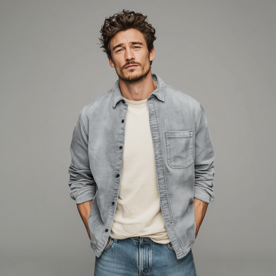 Colin | Men'S Retro Casual Corduroy Washed Lightly Bleached Distressed Long-Sleeved Shirt