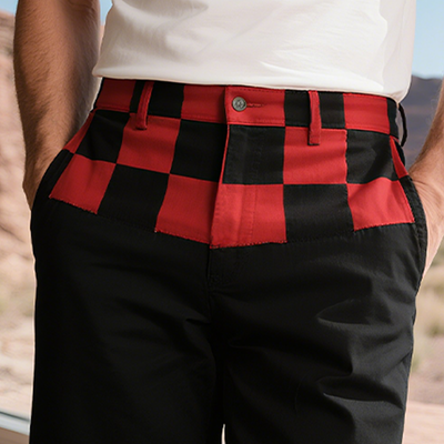 Nicolas | Men'S Spring And Summer Casual American Western Style Cotton Blended Printed Plaid Raw Edge Shorts