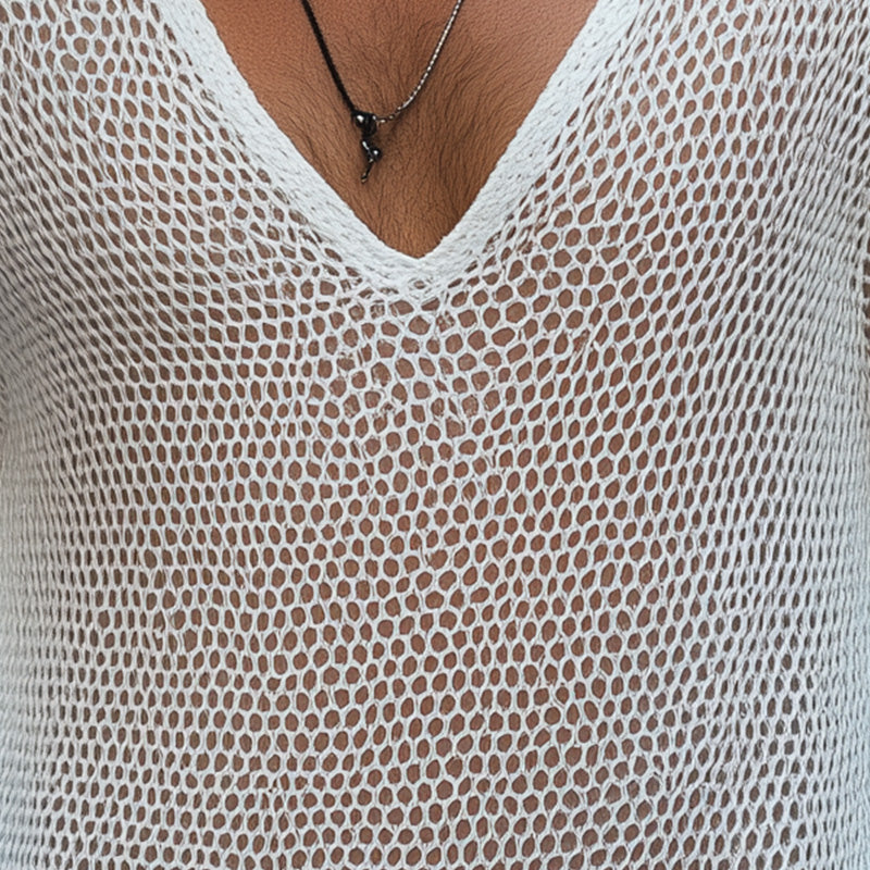 Sebastian | Men'S Summer Fashion Breathable Hollow Knitted Mesh Long Sleeve T-Shirt