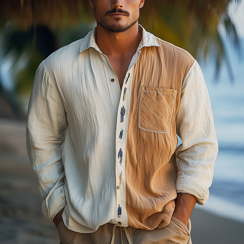 Shannon | Men'S Summer Fashion Printed Linen Blended Long Sleeve Shirt