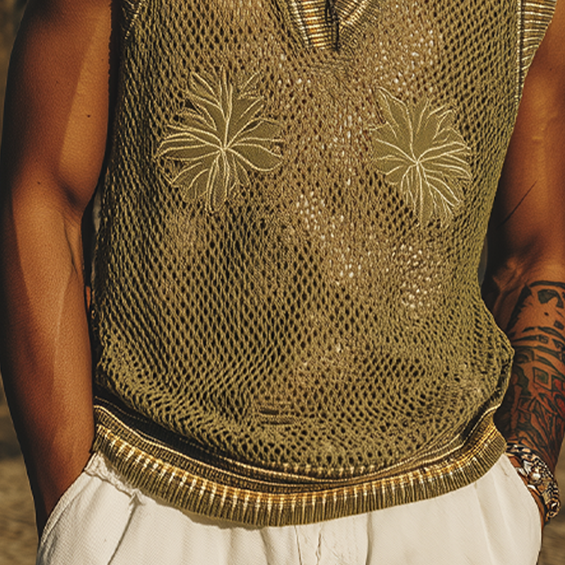 Leandro | Men'S Spring And Summer Fashion Casual Embroidered Knitted V-Neck Tank Top