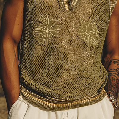 Leandro | Men'S Spring And Summer Fashion Casual Embroidered Knitted V-Neck Tank Top