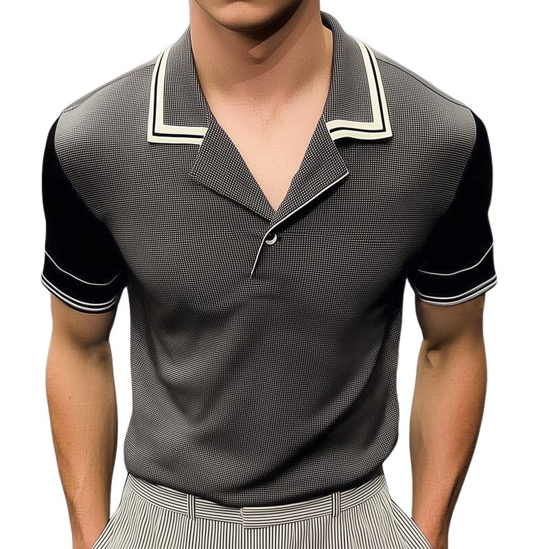 Rodolfo | Men'S Business Notch Lapel Stitching Short-Sleeved T-Shirt