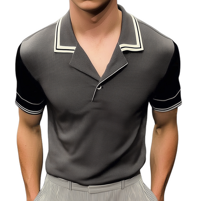 Rodolfo | Men'S Business Notch Lapel Stitching Short-Sleeved T-Shirt