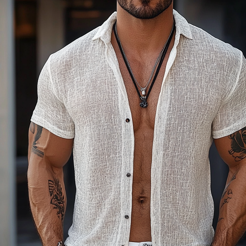 Christopher | Men'S Casual Blended Short-Sleeved Shirt