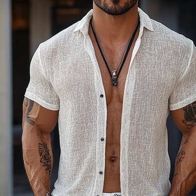 Christopher | Men'S Casual Blended Short-Sleeved Shirt