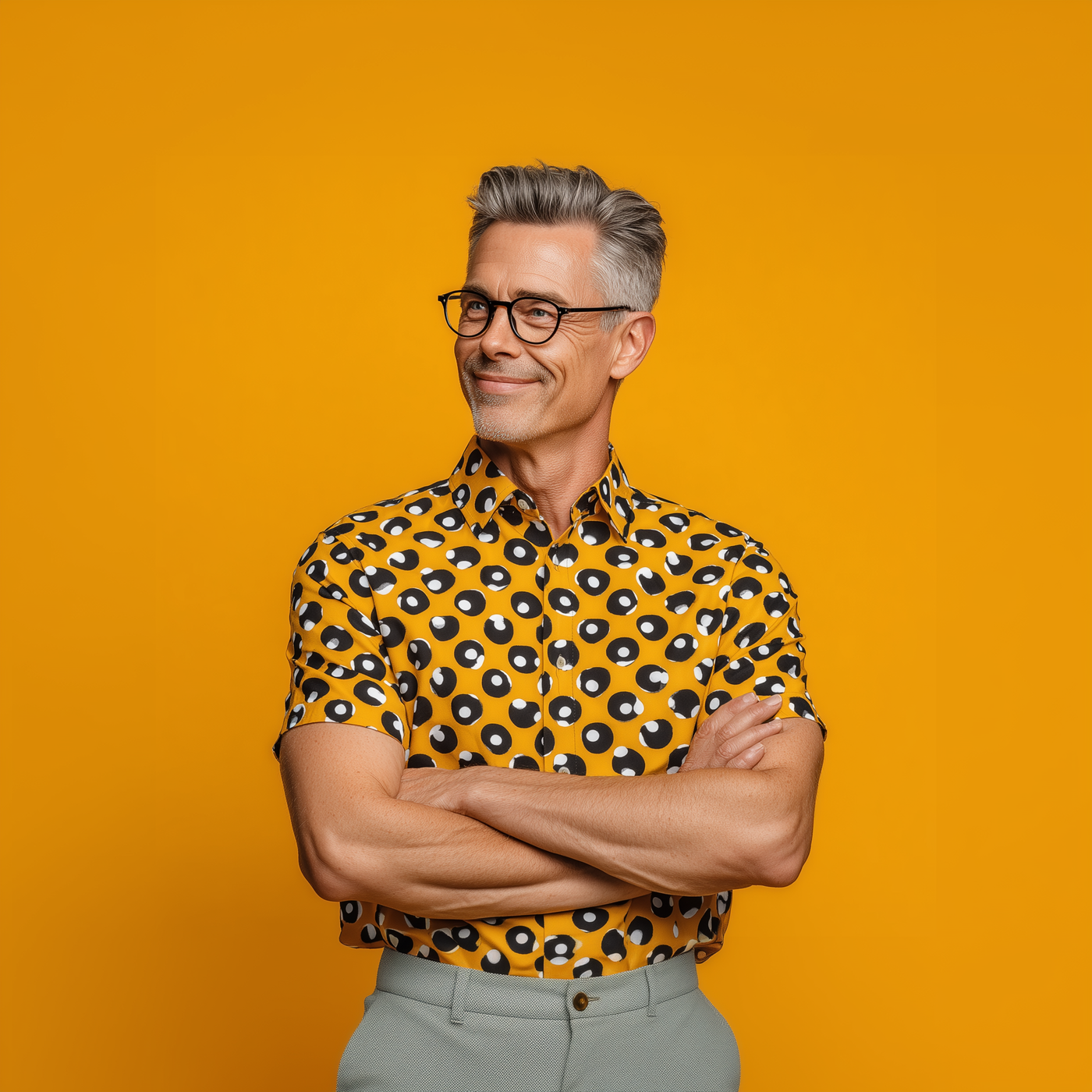 Steven | Men'S Summer Fashion Polka Dot Printed Cotton Blended Short Sleeve Shirt