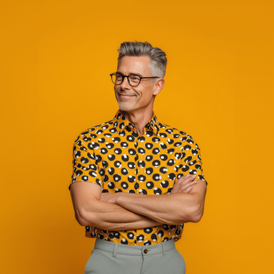 Steven | Men'S Summer Fashion Polka Dot Printed Cotton Blended Short Sleeve Shirt